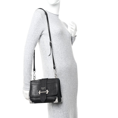 Prada Glace Calfskin Large Soft Cahier Bag Black 2 of 13