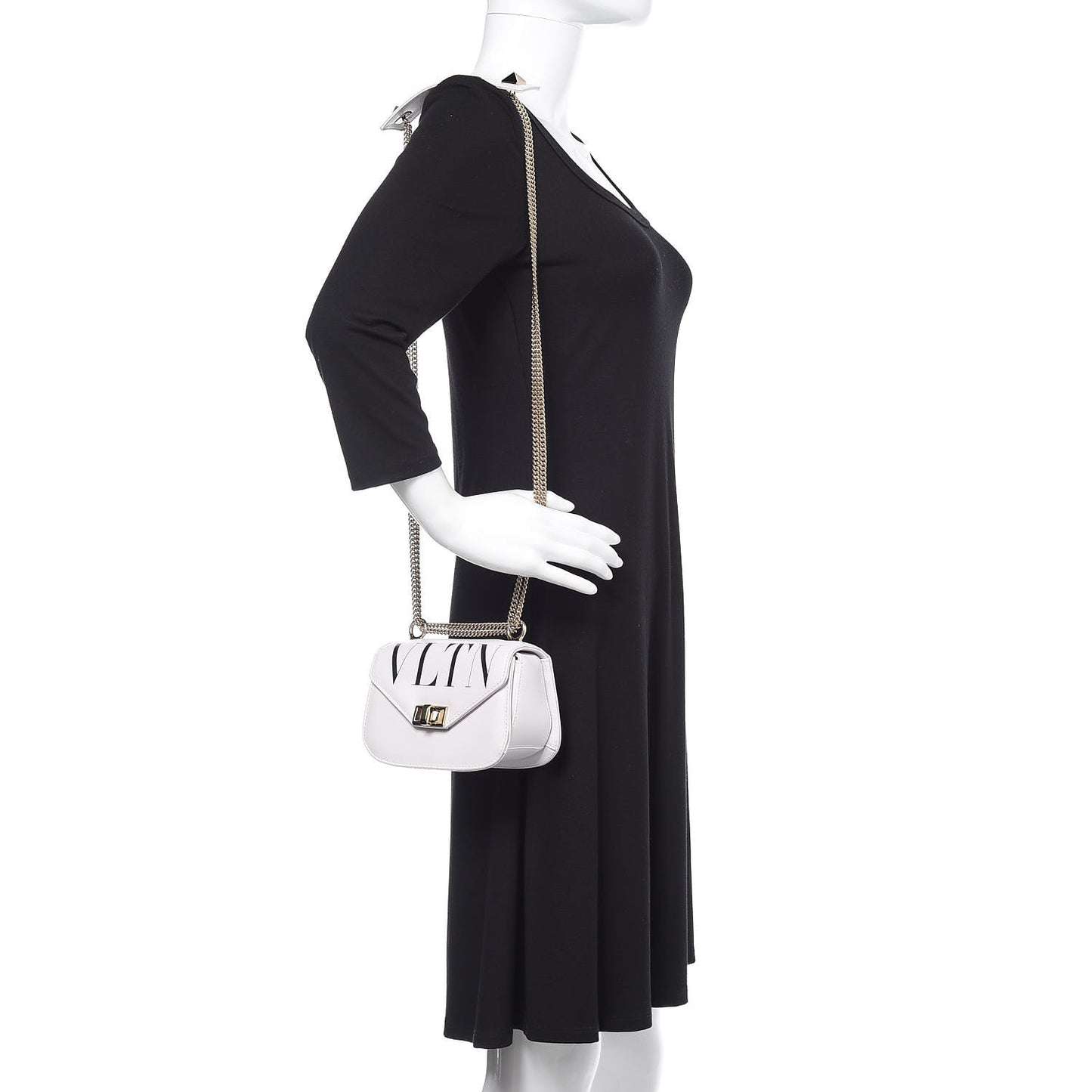 Calfskin VLTN Small Shoulder Bag White