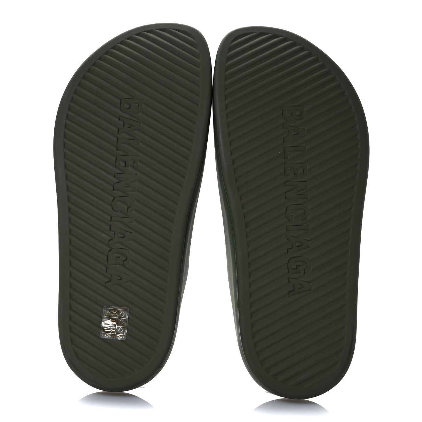 Rubber Logo Mens Pool Closed Slide Sandals 43 Kaki White