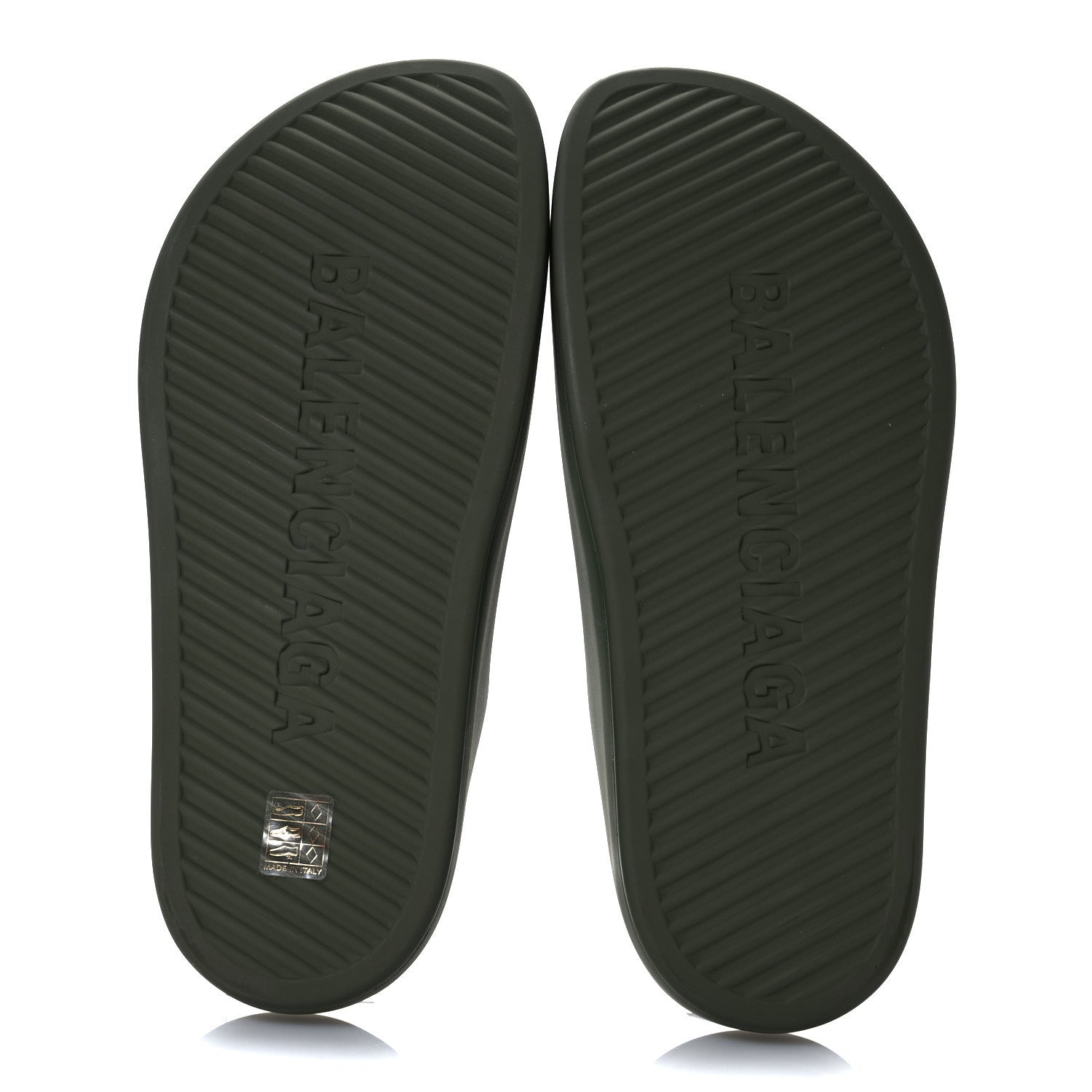 Balenciaga Rubber Logo Mens Pool Closed Slide Sandals 43 Kaki White 6 of 8
