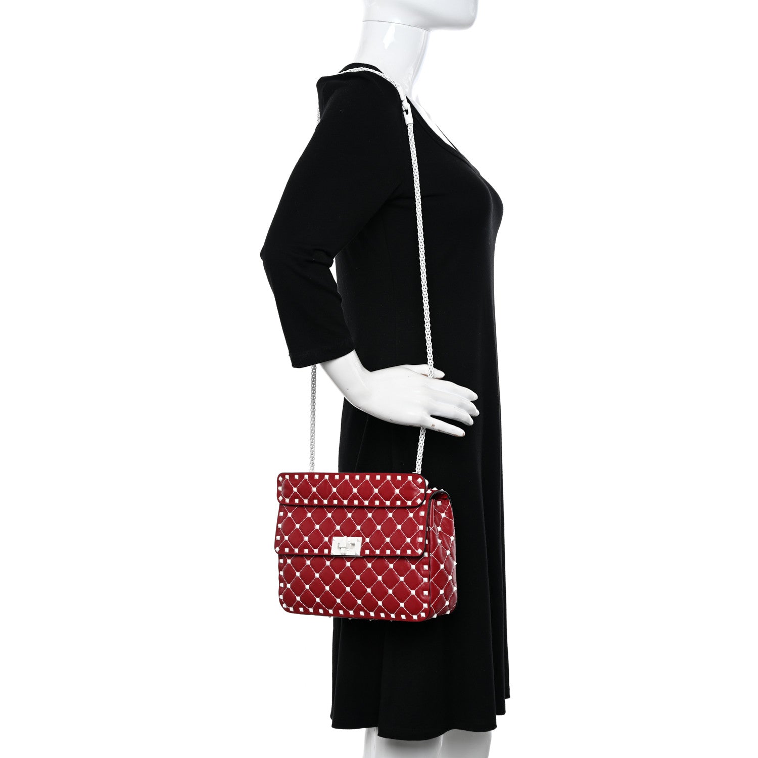 Valentino Garavani Lambskin Medium Free Rockstud Spike Shoulder Bag Rosso Valentino 2 of 12