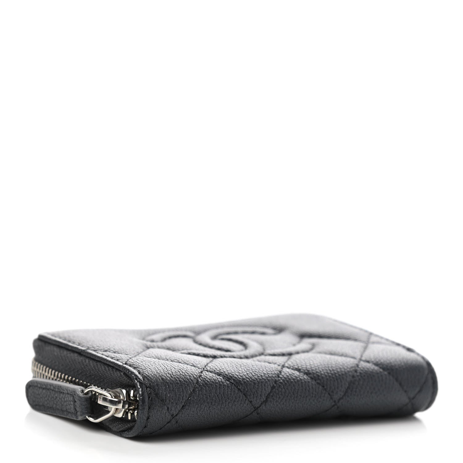 Chanel Metallic Caviar Quilted CC Zip Around Coin Purse Wallet Dark Grey 4 of 7
