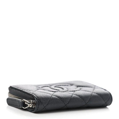 Chanel Metallic Caviar Quilted CC Zip Around Coin Purse Wallet Dark Grey 4 of 7