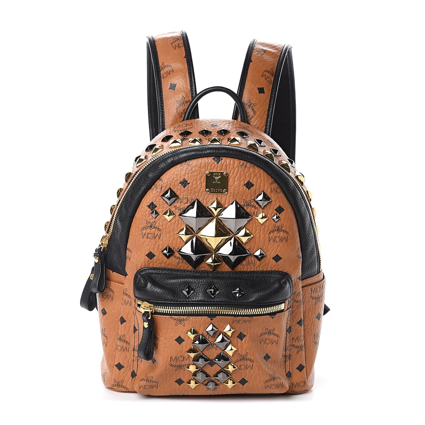 Visetos Studded Colorblock Small Stark Brock Backpack Cognac Black
