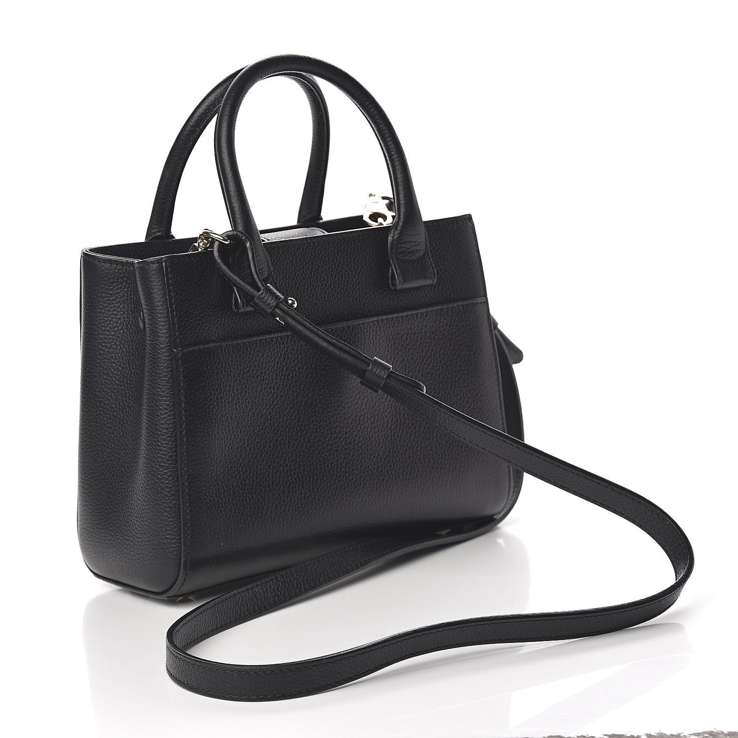 Grained Calfskin Mini Neo Executive Shopper Tote Black