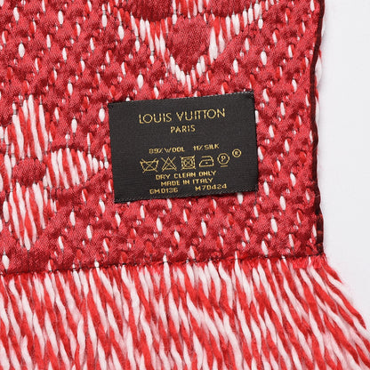 Louis Vuitton Wool Silk Logomania Mix Scarf Coquelicot 4 of 4