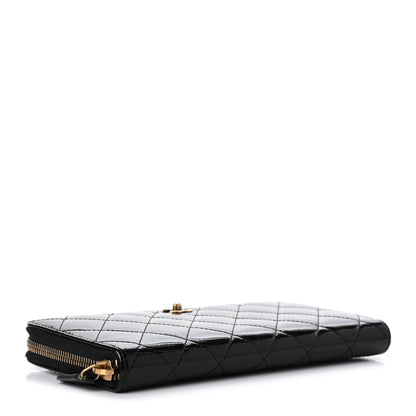 Chanel Patent Quilted Large Gusset Zip Around Wallet Black 4 of 8