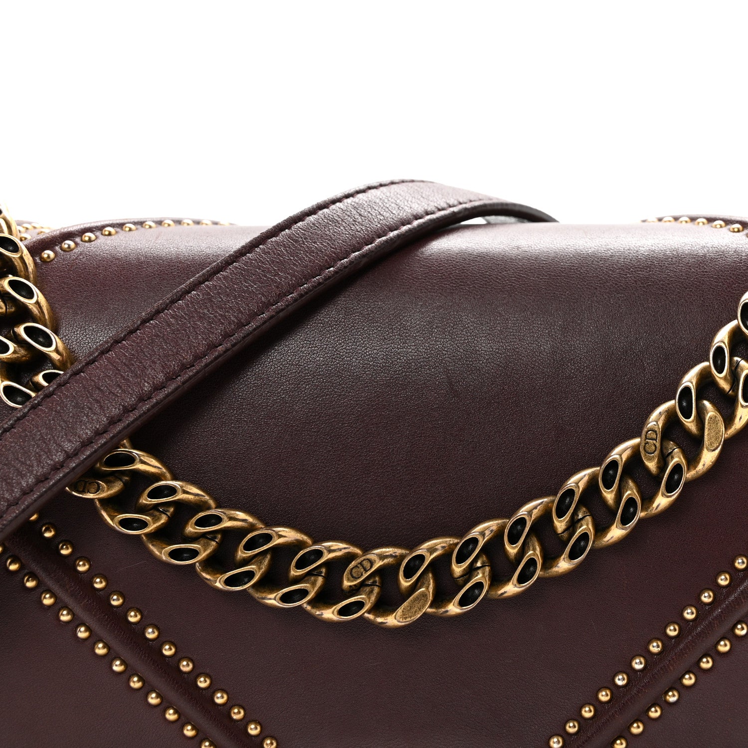 Christian Dior Lambskin Studded Medium Diorama Flap Bag Burgundy 8 of 10