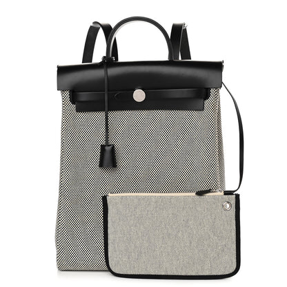 Hermes Criss Viking Vache Hunter Herbag a Dos Zip Retourne Backpack Ecru Black 3 of 11