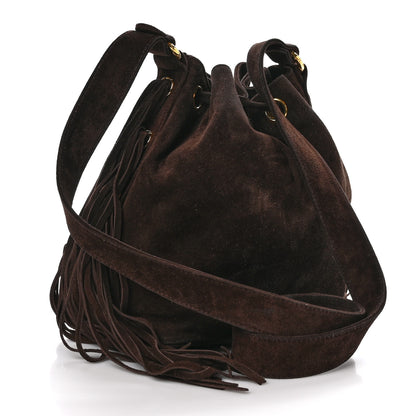 Chanel Suede Drawstring Tassel Bucket Bag Brown 4 of 14