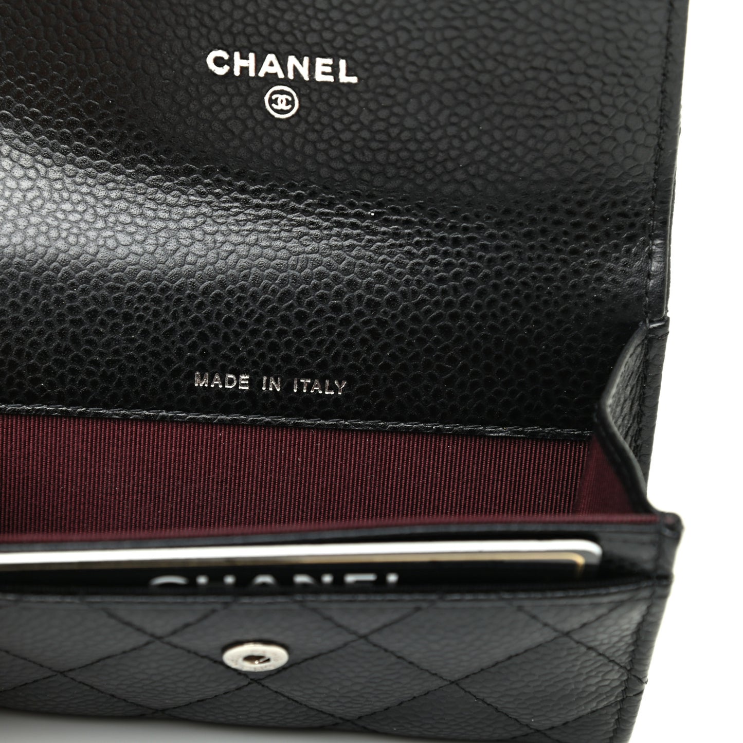 Caviar Quilted Flap Card Holder Black