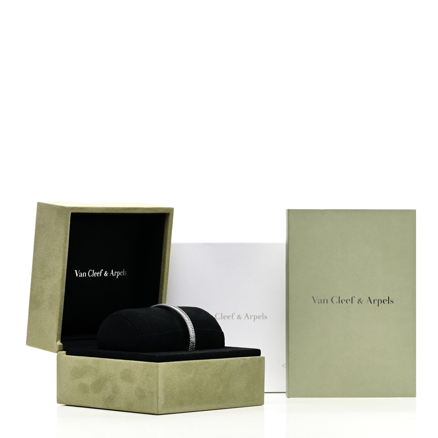 Van Cleef & Arpels 18K White Gold Diamond Perlee 1-Row Bangle Bracelet L 4 of 4