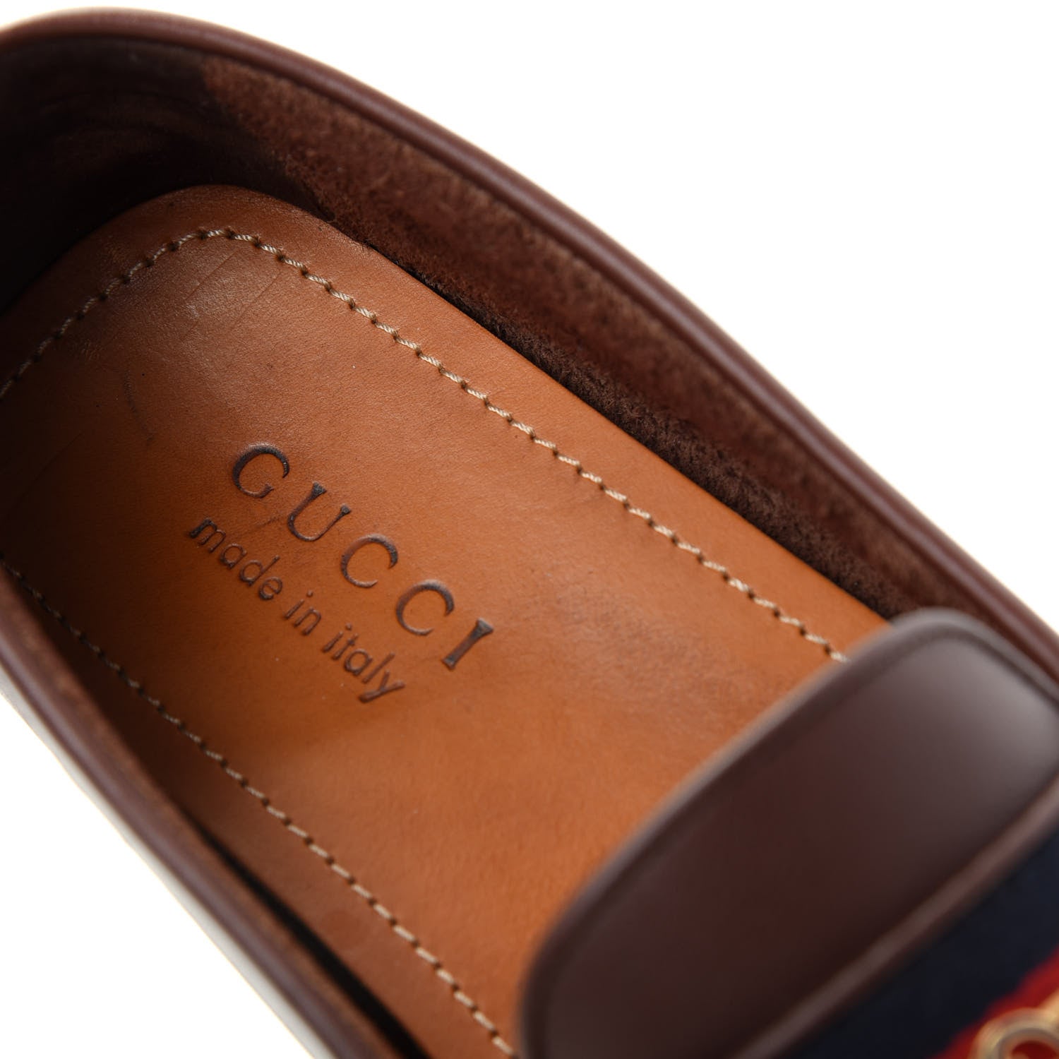 Gucci Soft Clove Calfskin Web Mens Horsebit Driver Loafers 10.5 Cocoa 8 of 11