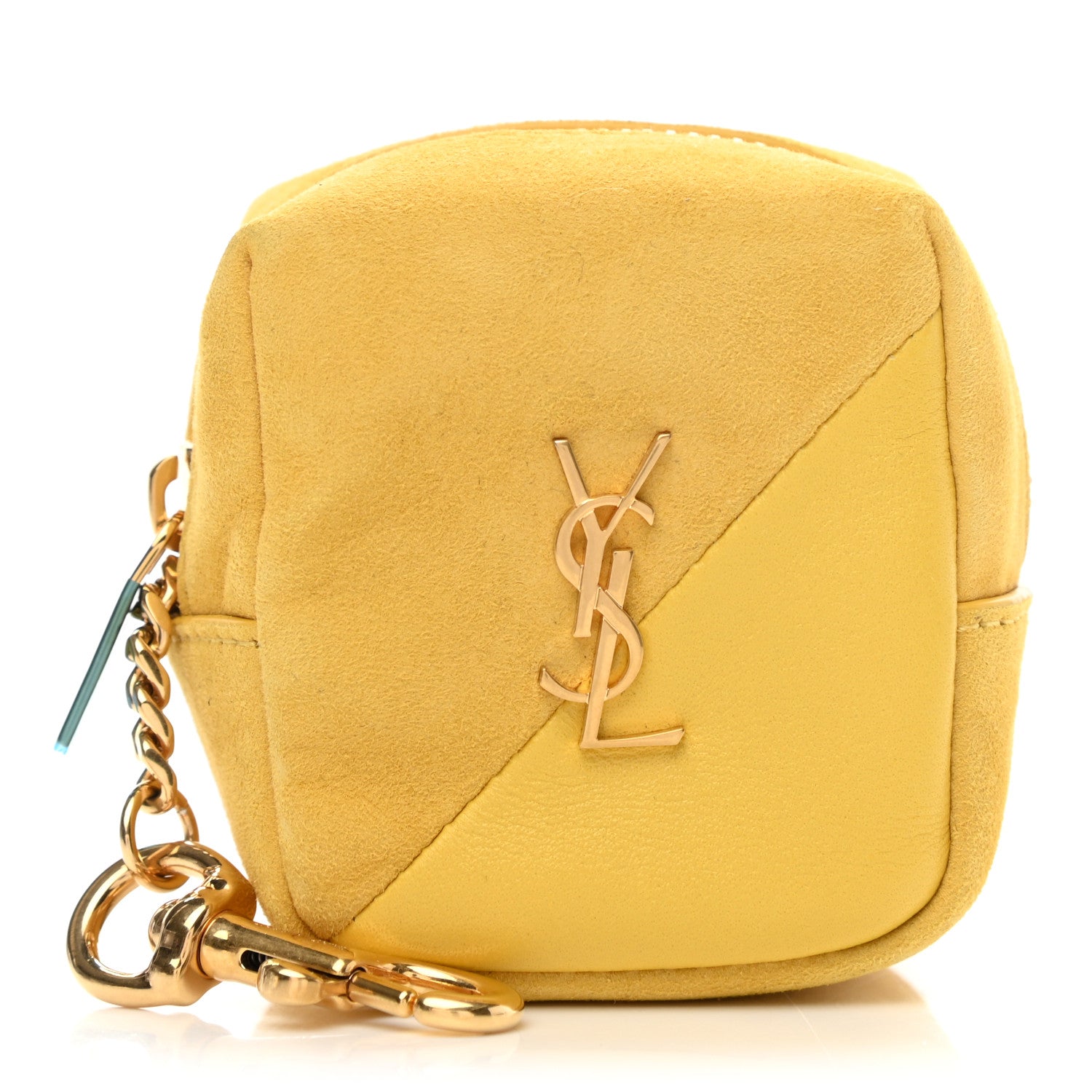 Saint Laurent Suede Lambskin Jaime Cube Charm Keychain Sunflower 1 of 6