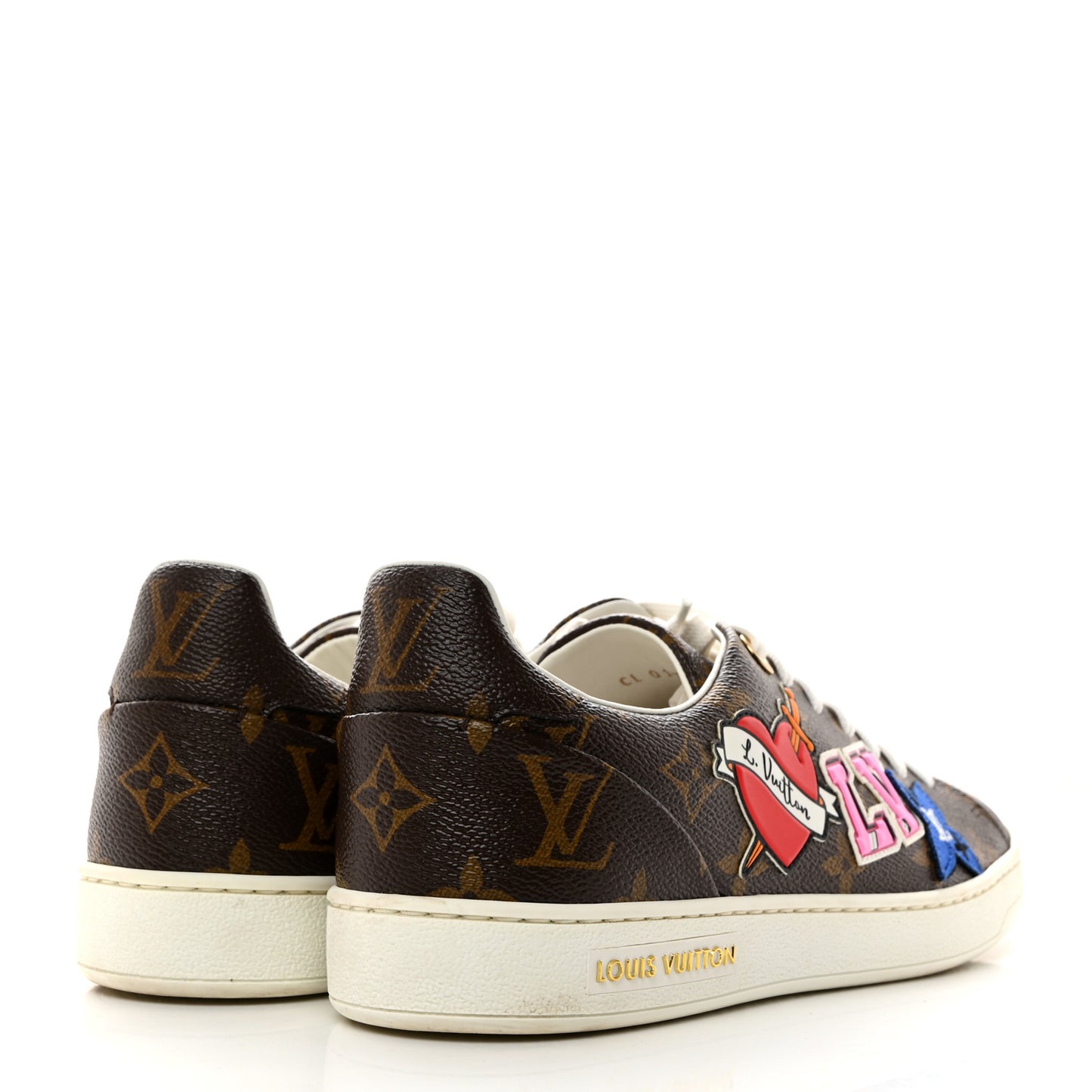 Calfskin Monogram LV Black Heart Sneakers 39 Cacao