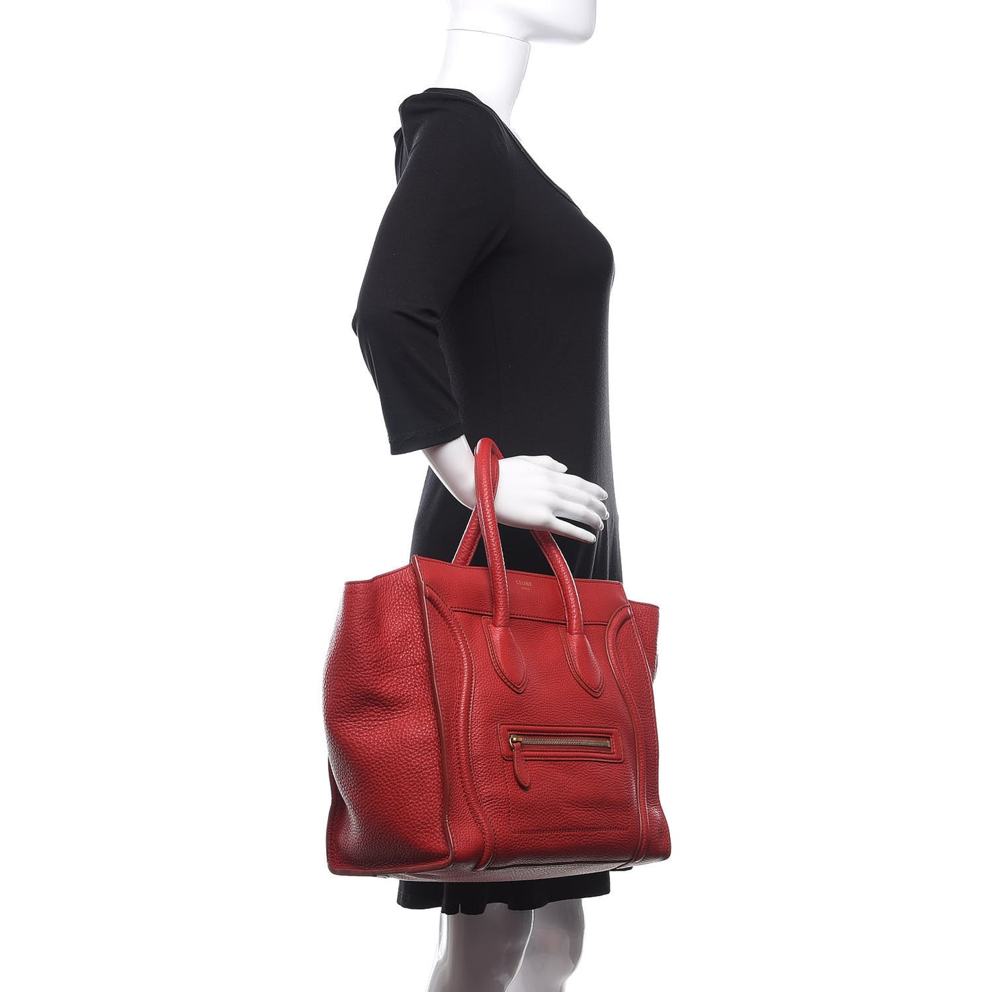 Drummed Calfskin Mini Luggage Red