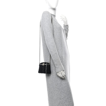 Chanel Tweed Quilted Mini Clutch With Chain Black White 2 of 10
