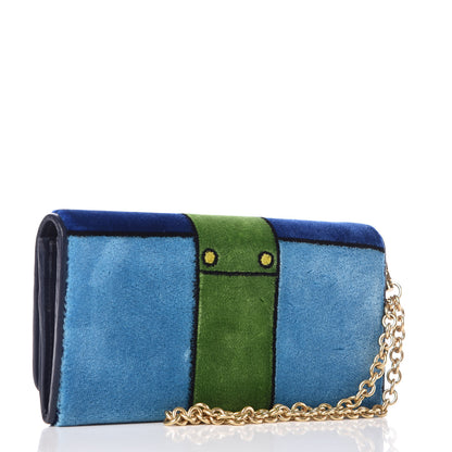 Prada Velvet Cahir Chain Wallet Azzurro 3 of 9