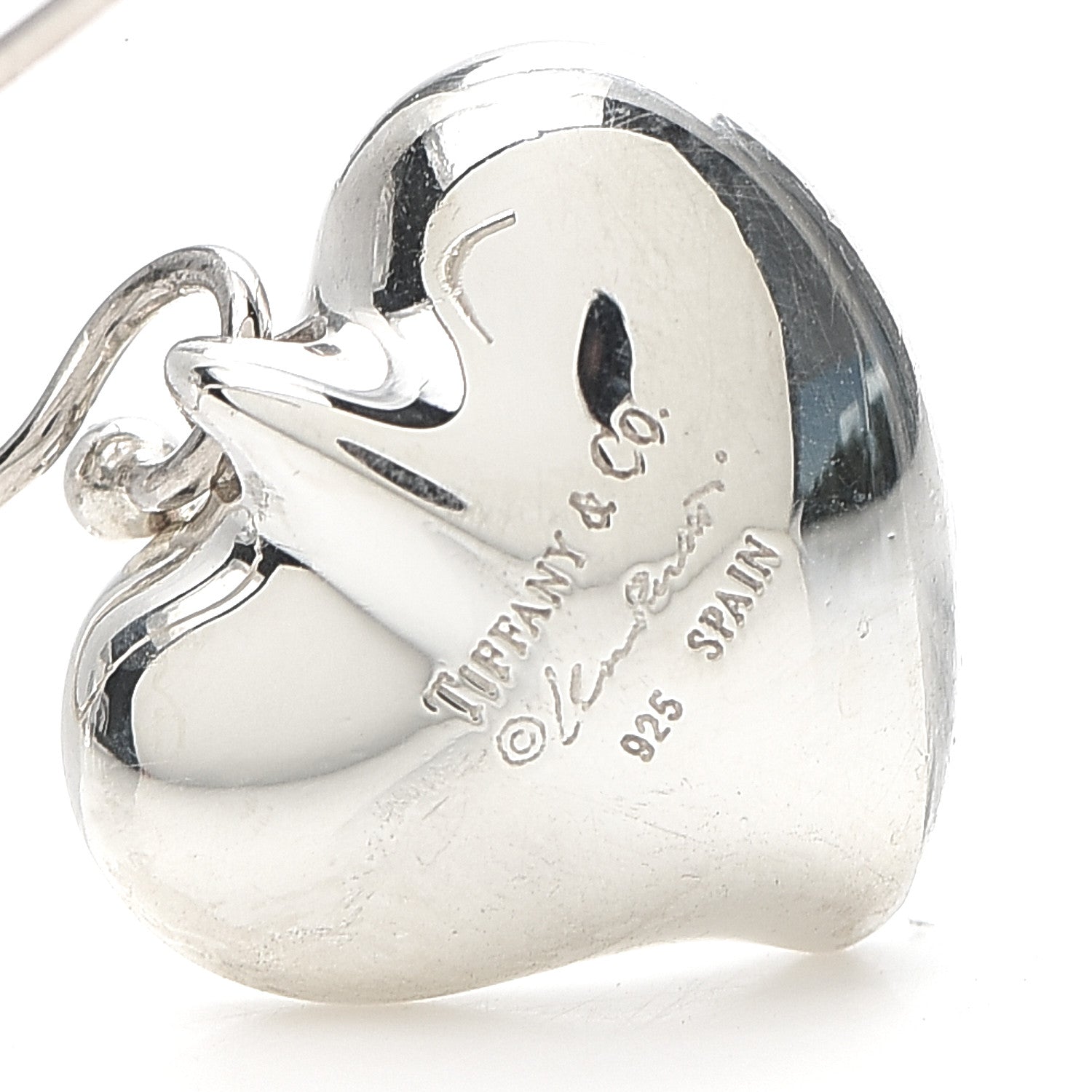 Tiffany Sterling Silver Elsa Peretti Full Heart Drop Earrings 4 of 5