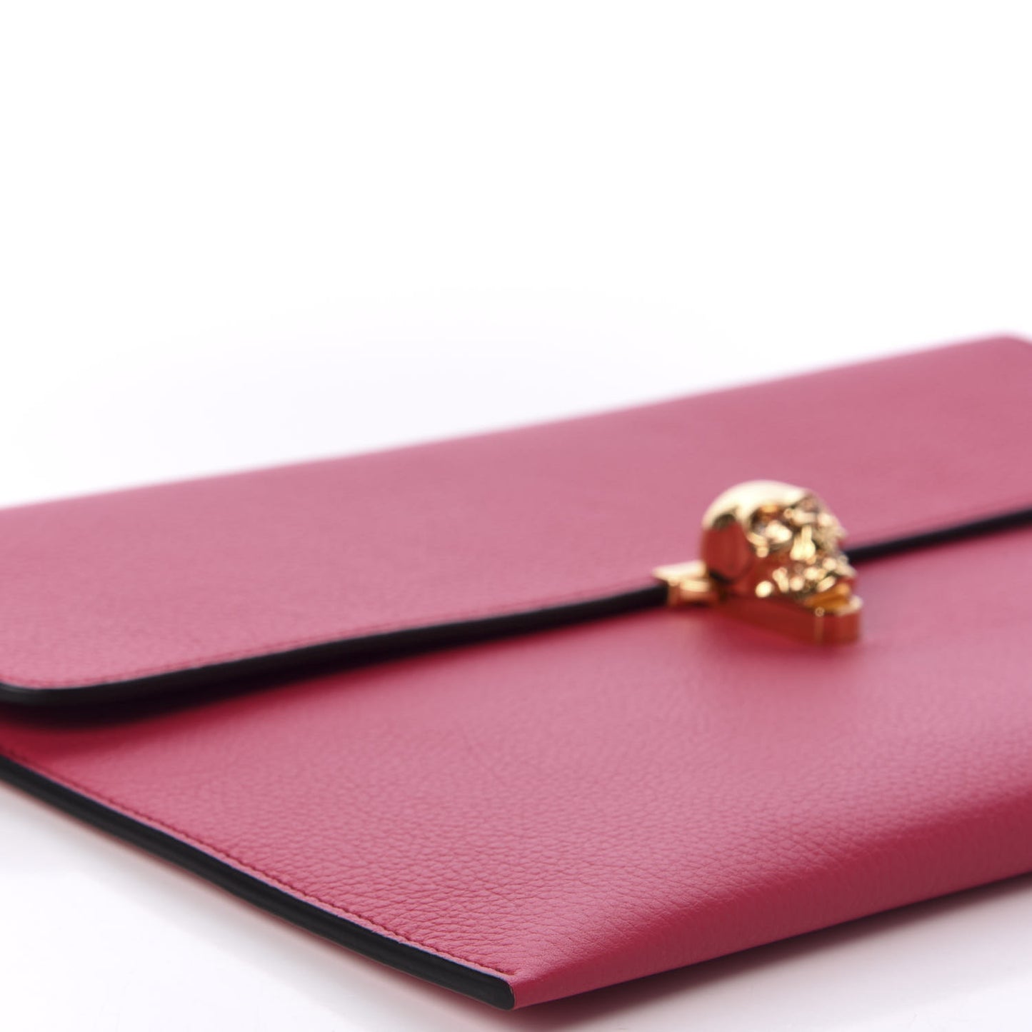 Calfskin Skull Envelope Clutch Fuchsia