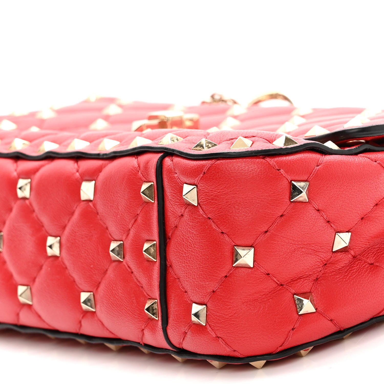 Valentino Garavani Lambskin Small Rockstud Spike Shoulder Bag Red 9 of 9