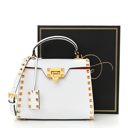 Valentino Garavani Grainy Calfskin Small Rockstud Alcove Top-Handle Flap Bag White 10 of 10