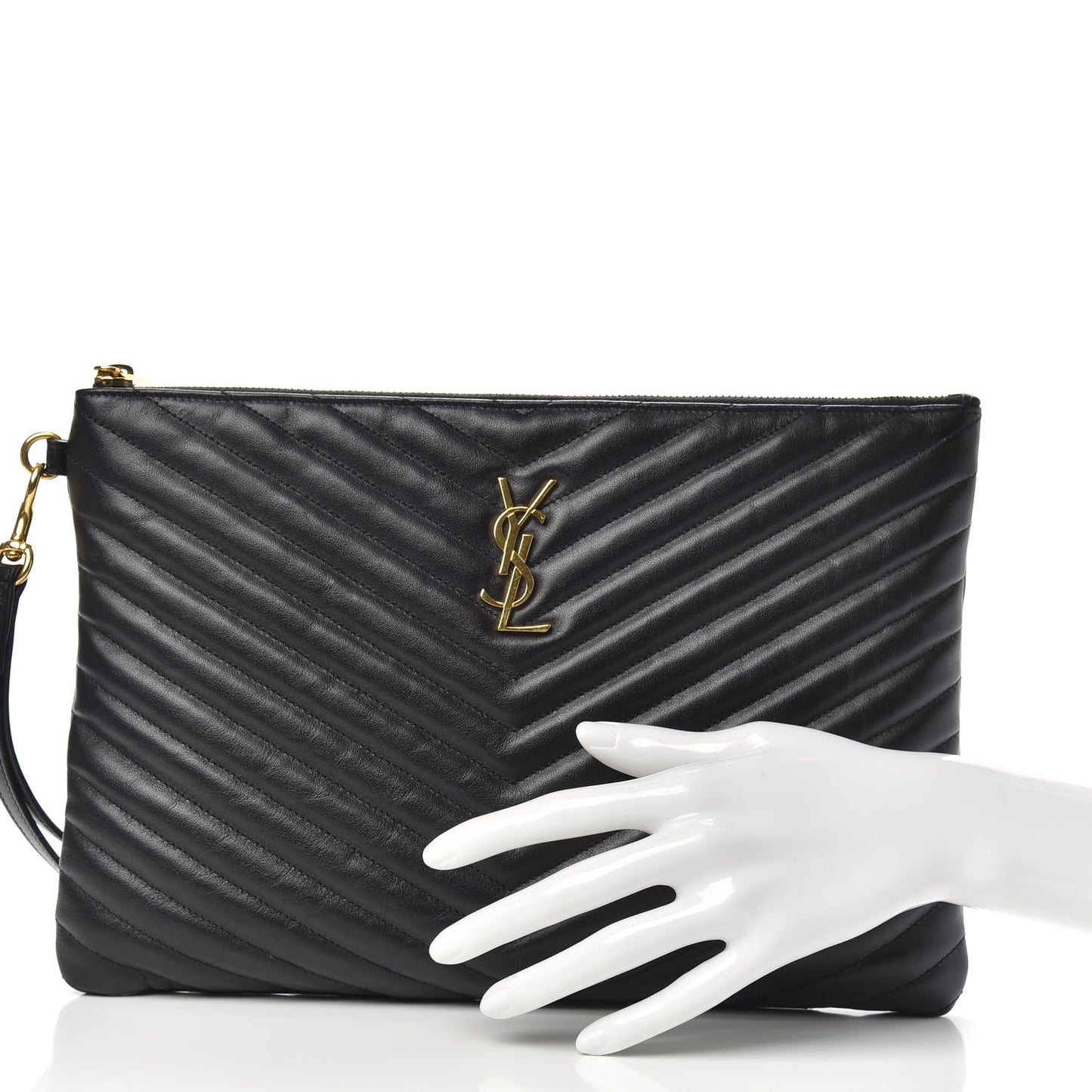Calfskin Matelasse Monogram Cassandre Tablet Pouch Black
