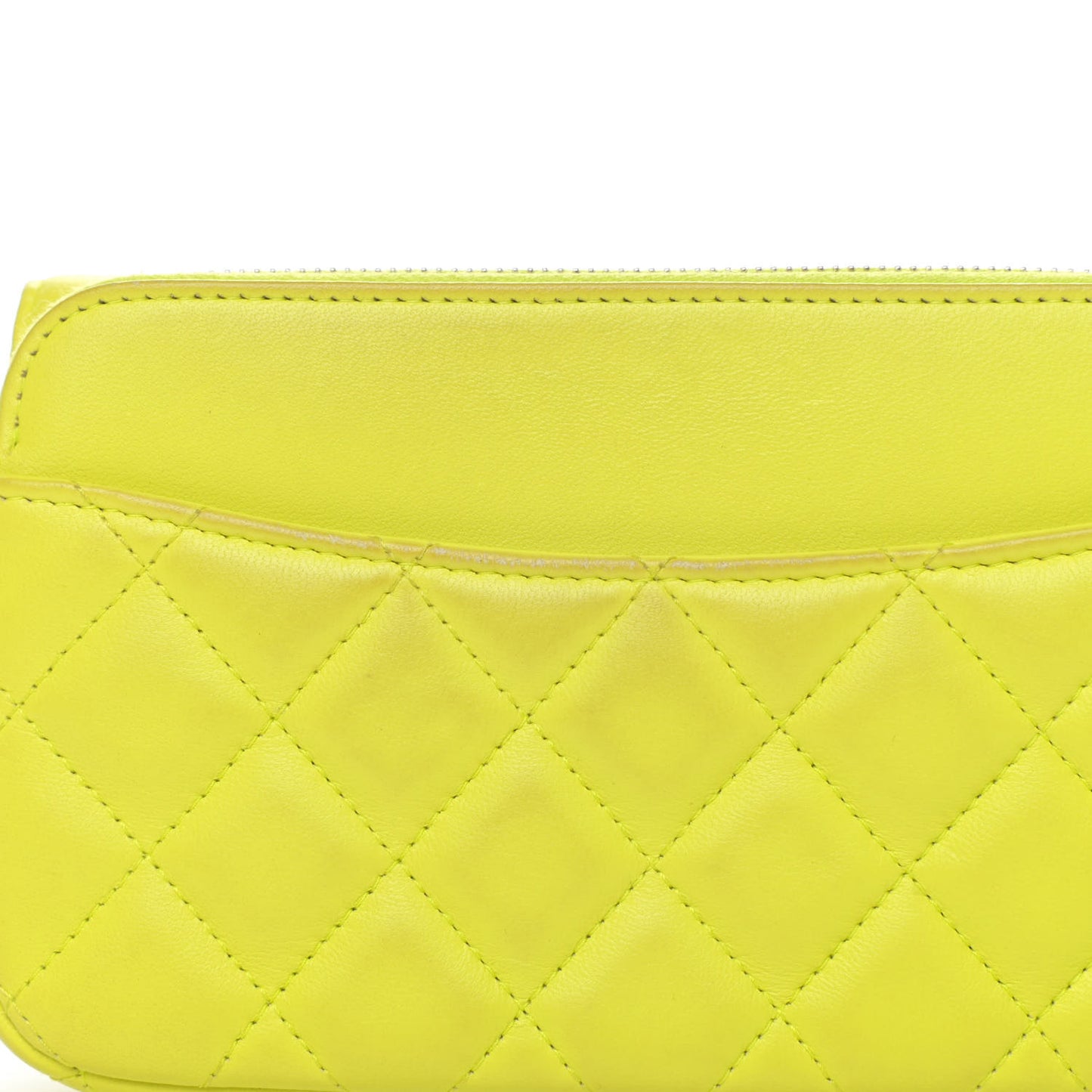 Lambskin Quilted Flap Phone Holder With Chain Neon Yellow