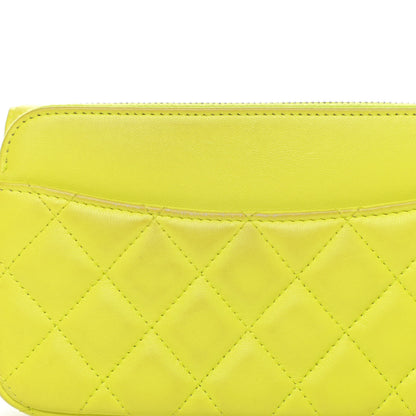 Chanel Lambskin Quilted Flap Phone Holder With Chain Neon Yellow 6 of 6