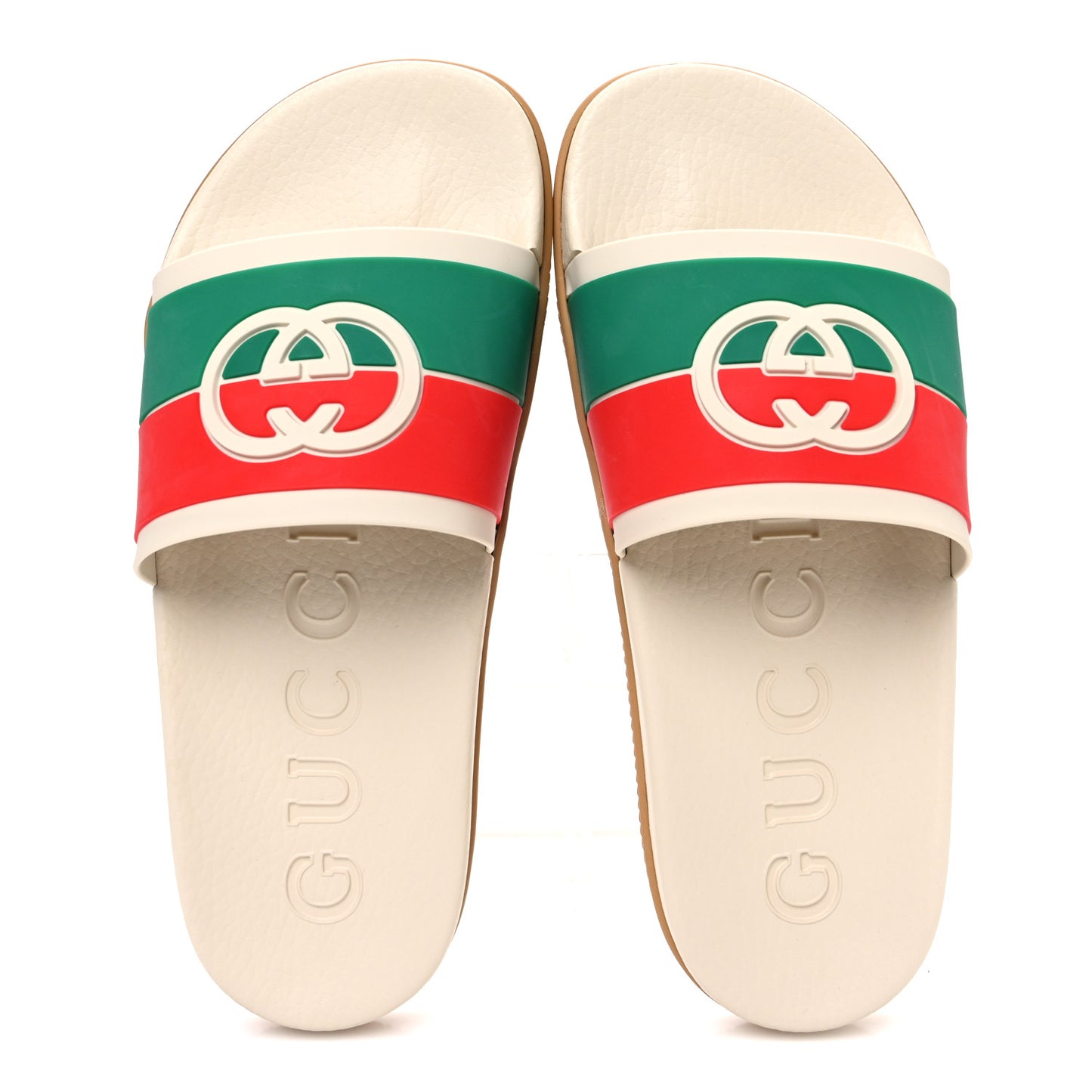 Rubber Web Womens Interlocking G Slide Sandals 39 Mystic White Green Red