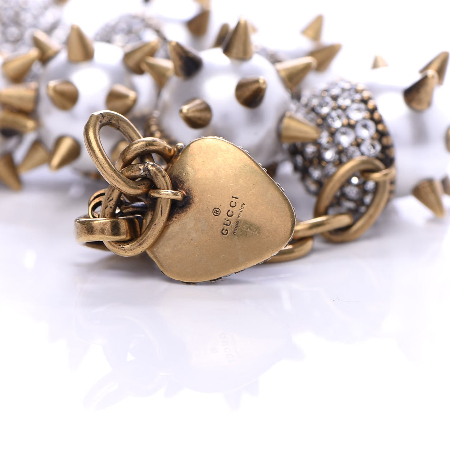 Embellished Strass Spikes Bracelet Gold Cream