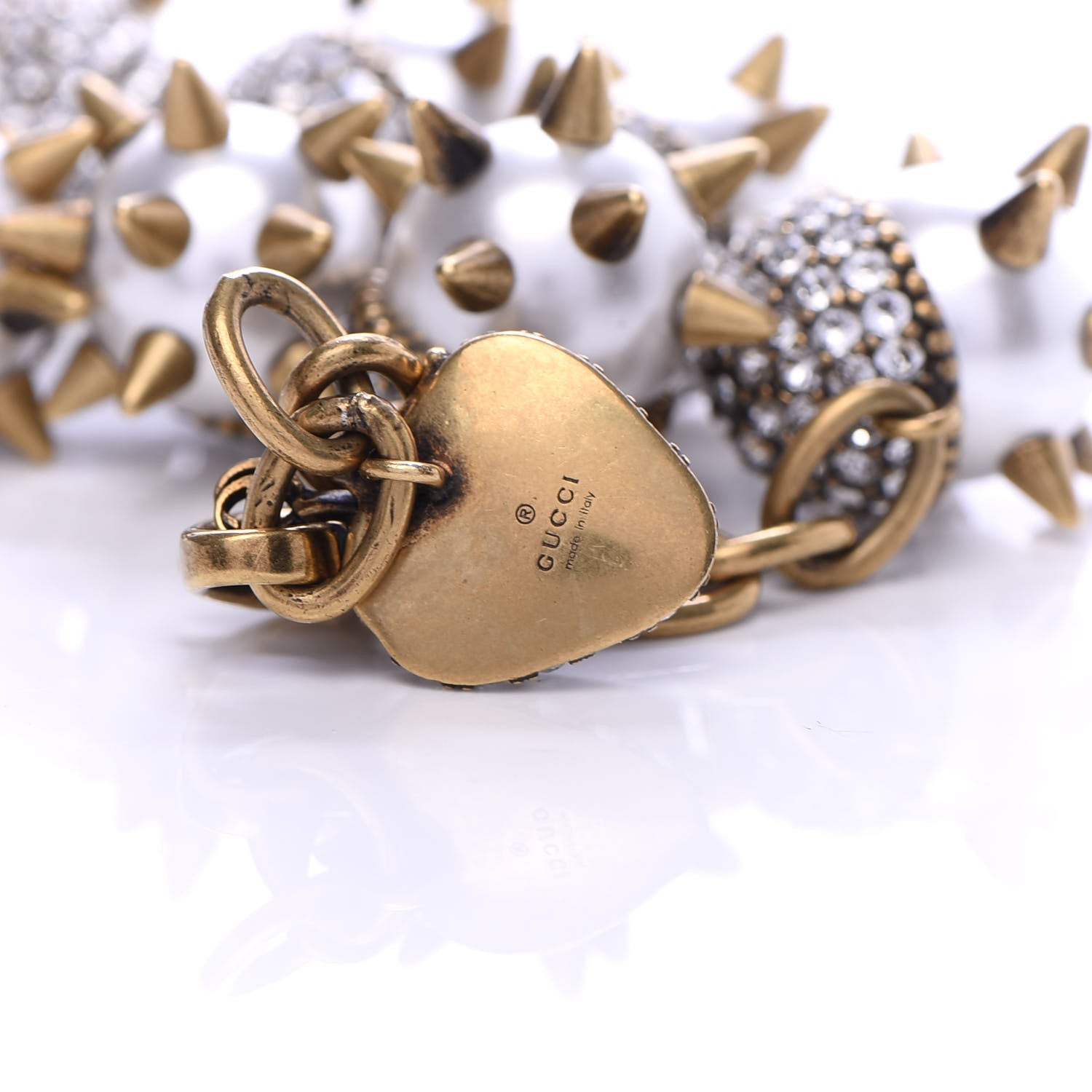 Gucci Embellished Strass Spikes Bracelet Gold Cream 4 of 4