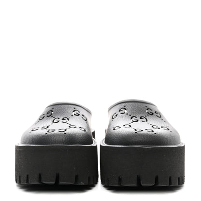 Gucci Rubber GG Monogram Perforated Elea Platform 55mm Lug Sole Sandals 38 Black 2 of 8