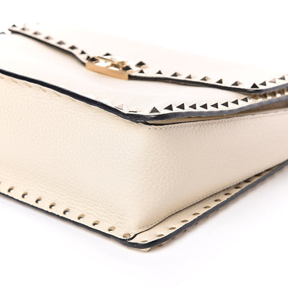 Valentino Garavani Grained Calfskin Rockstud Top Handle Flap Shoulder Bag Light Ivory 9 of 10