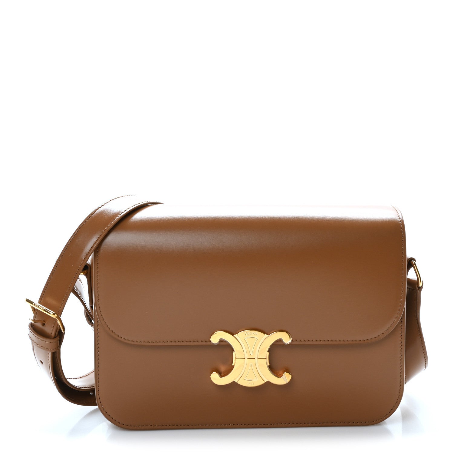 Celine Shiny Calfskin Medium Triomphe Bronze 1 of 10