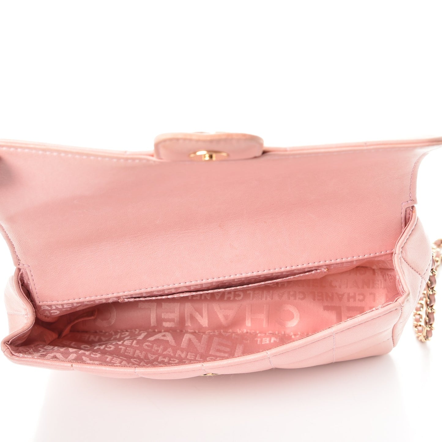 Lambskin Quilted Mini Chocolate Bar Camellia Flap Pink