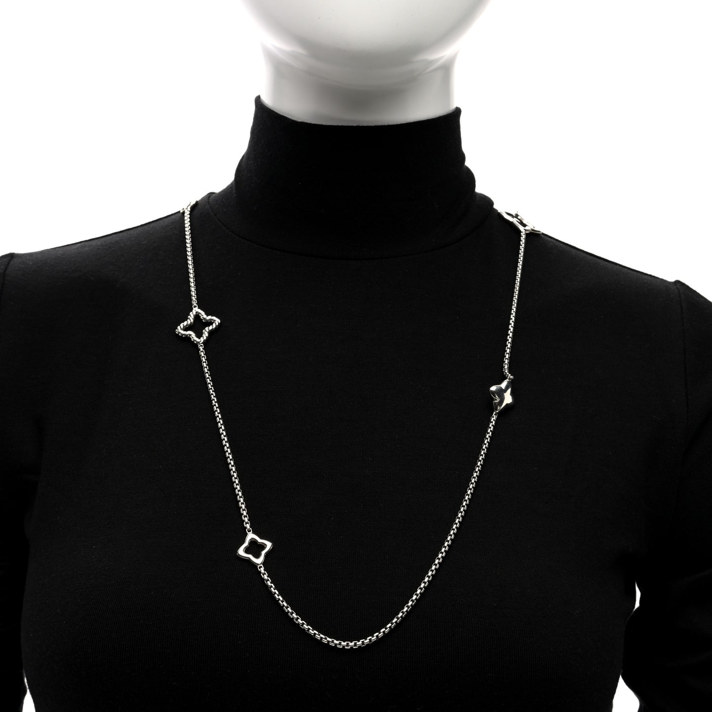 Sterling Silver 25mm Quatrefoil Chain Necklace