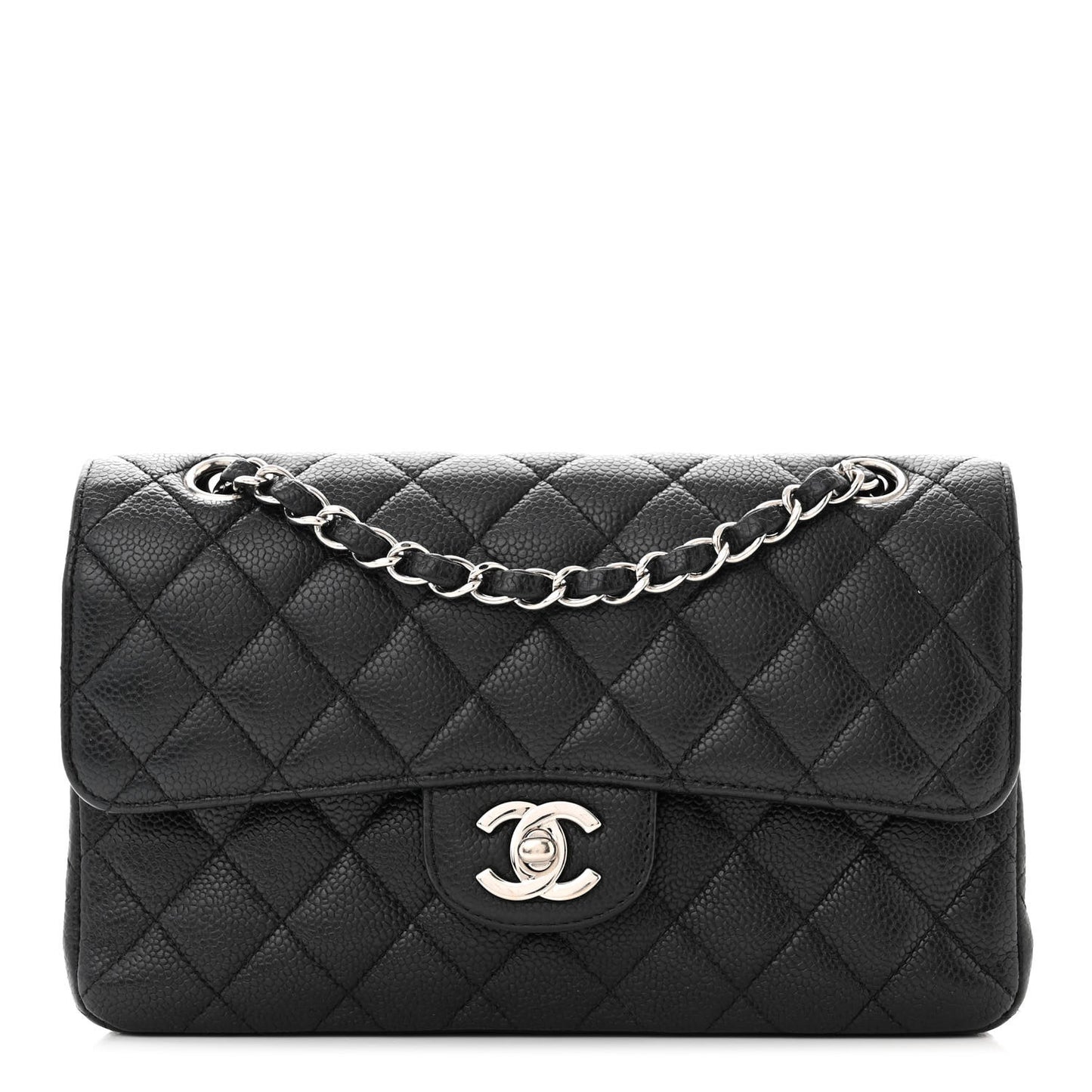 Caviar Quilted Small Double Flap Black