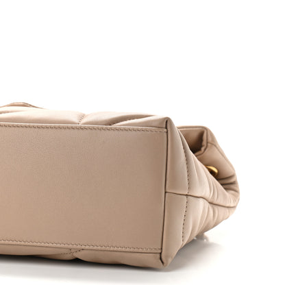Saint Laurent Lambskin Quilted Small Loulou Puffer Monogram Chain Satchel Dark Beige 9 of 9