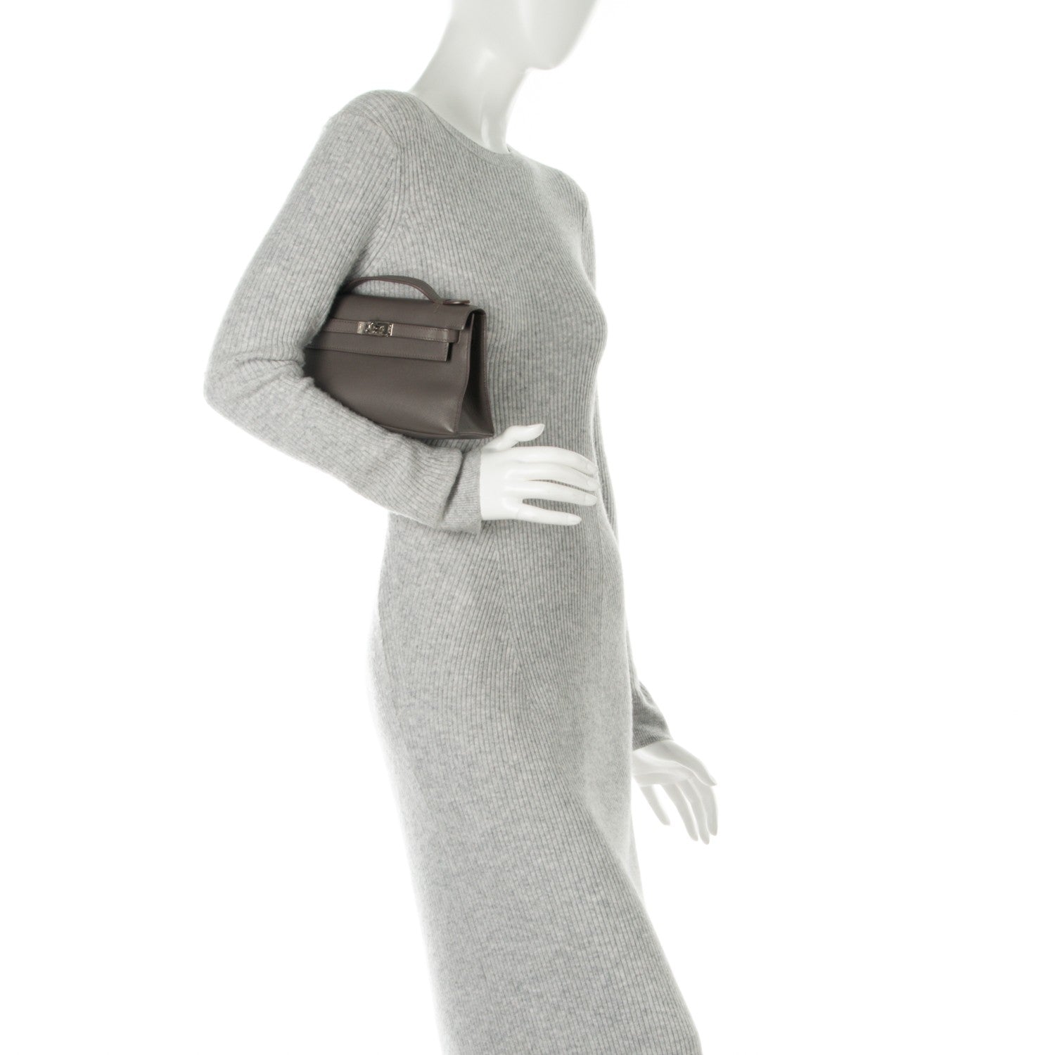 Hermes Swift Kelly Pochette Clutch Etain 2 of 18