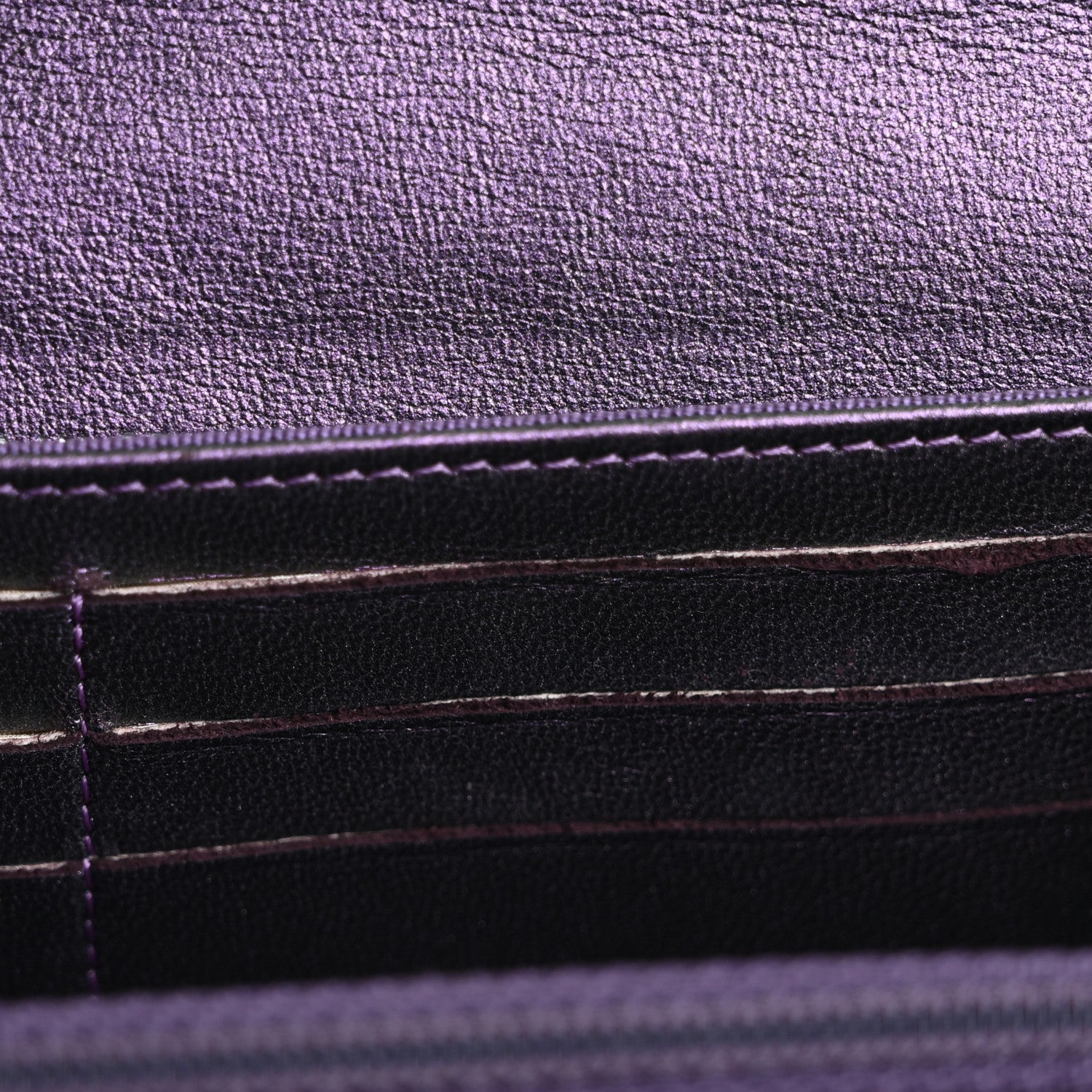 Chanel Iridescent Lambskin Quilted Large Gusset Flap Wallet Purple 15 of 16