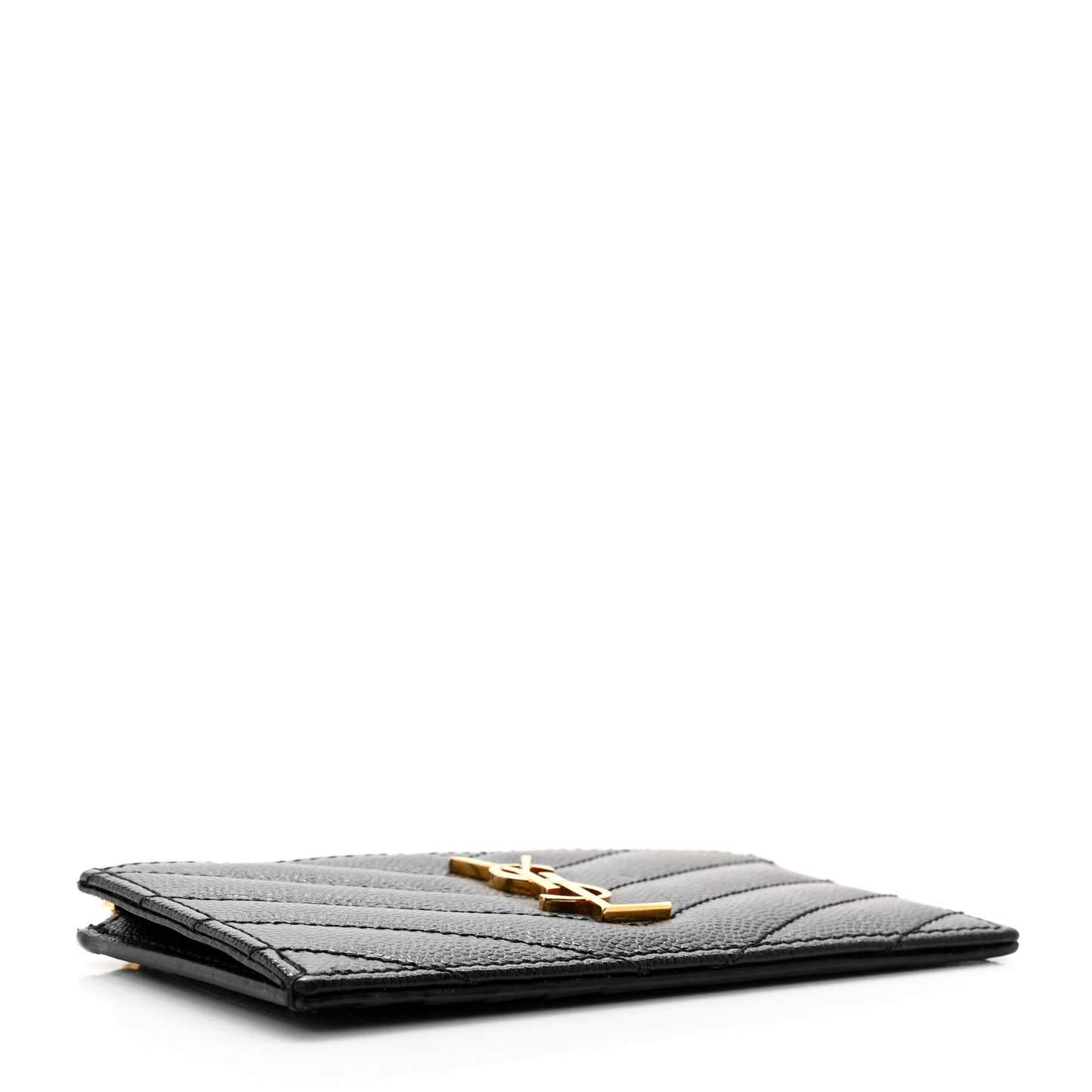 Grain De Poudre Matelasse Chevron Monogram Fragments Zippered Card Case Black