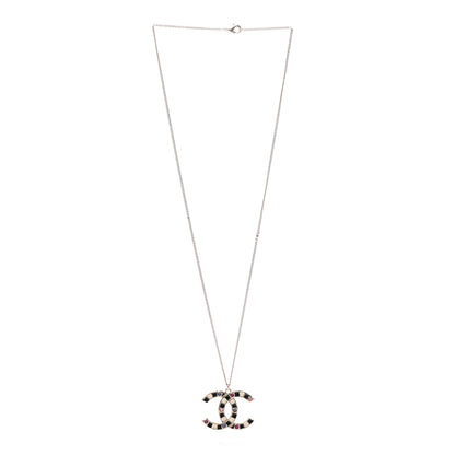 Chanel Crystal Enamel CC Pendant Necklace Gold Multicolor 3 of 6