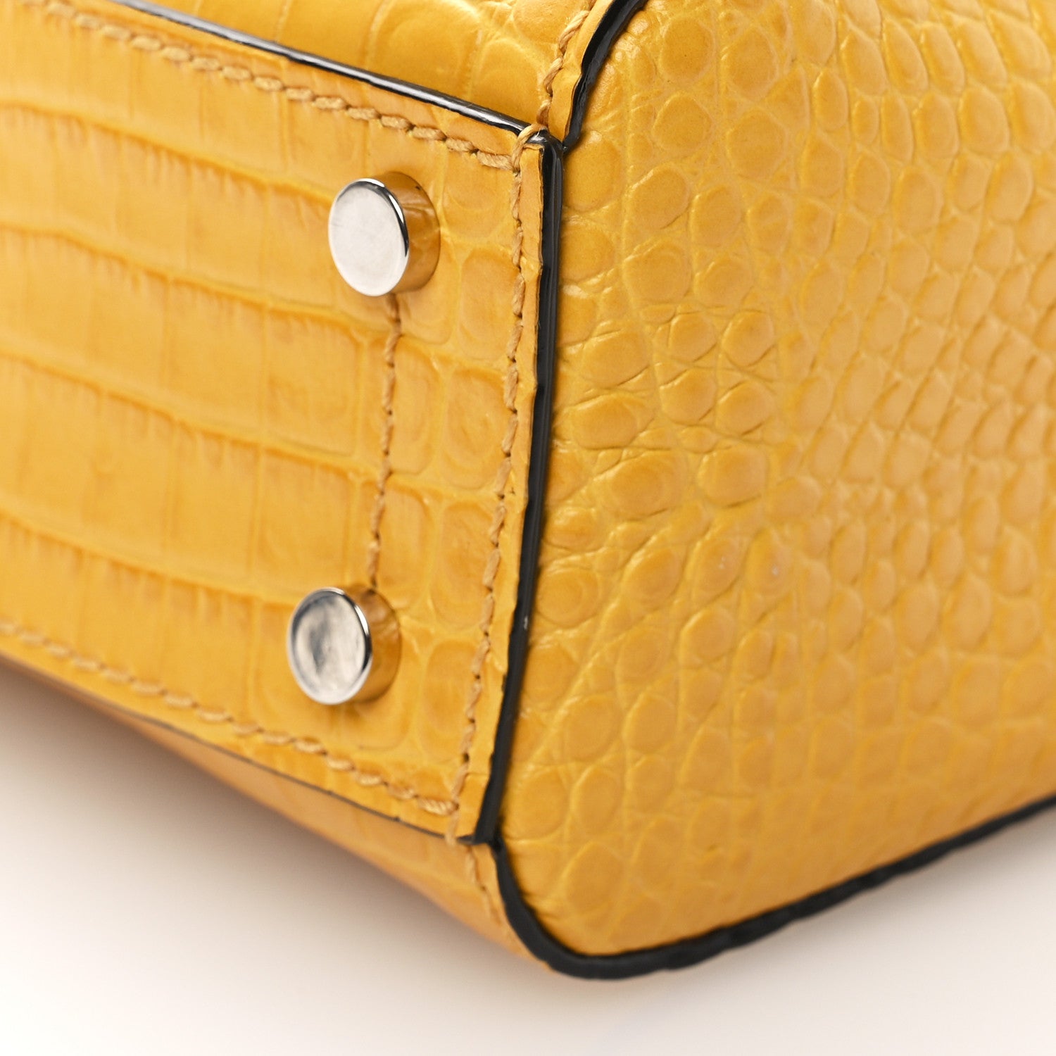 Jimmy Choo Calfskin Crocodile Embossed Mini Varenne Top Handle Yellow 9 of 9
