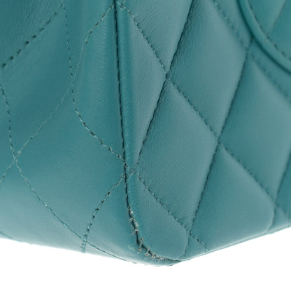 Chanel Lambskin Quilted Medium Double Flap Turquoise 10 of 12