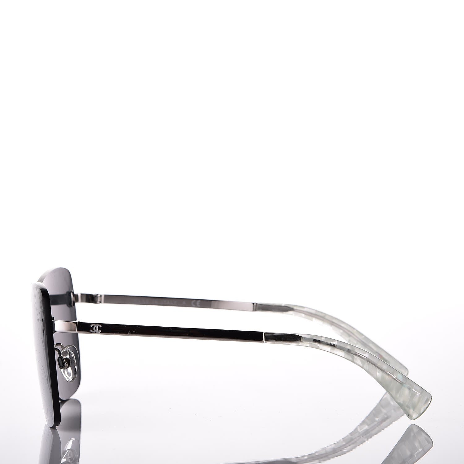 Chanel Shield Runway Sunglasses 4215 Silver Blue Mirror 3 of 10