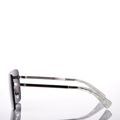 Chanel Shield Runway Sunglasses 4215 Silver Blue Mirror 3 of 10