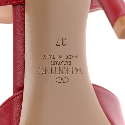 Valentino Garavani Calfskin Rockstud Ankle Strap 100mm Pumps 37 Red 7 of 12