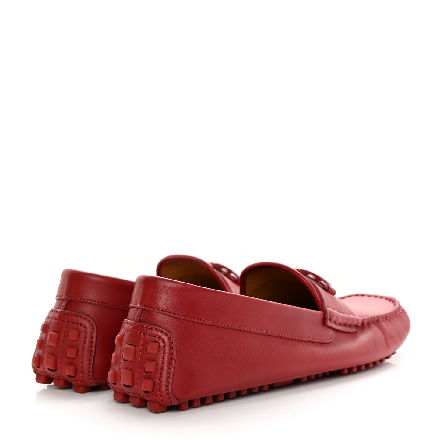 Soft Clove Calfskin Monochrome Mens Interlocking G Driver Loafers 8 Red