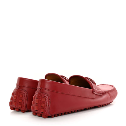 Gucci Soft Clove Calfskin Monochrome Mens Interlocking G Driver Loafers 8 Red 5 of 13